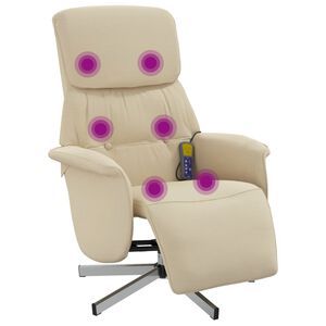 vidaXL Massagef&aring;t&ouml;lj med fotst&ouml;d gr&auml;ddvit tyg
