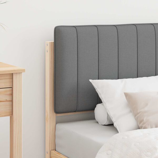 vidaXL S&auml;ngram med Kl&auml;dd Huvudgavel Ljusgr&aring; 80 x 200 cm Massiv furu