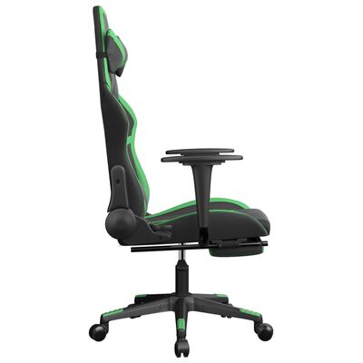 vidaXL Gamingstol med massage och fotstöd svart och grön konstläder