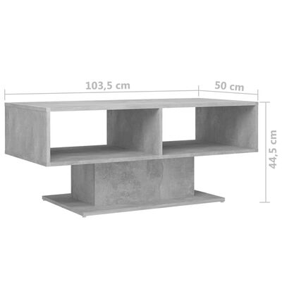 vidaXL Soffbord betonggrå 103,5x50x44,5 cm konstruerat trä