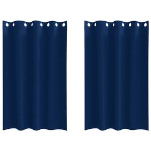 vidaXL M&ouml;rkl&auml;ggningsgardiner med Ringar 2 pcs M&ouml;rkbl&aring; 175 x 140 cm