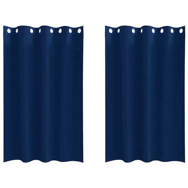 vidaXL M&ouml;rkl&auml;ggningsgardiner med Ringar 2 pcs M&ouml;rkbl&aring; 175 x 140 cm