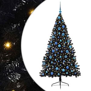 vidaXL Konstgjord F&ouml;rbelyst Julgran Svart 180 cm PVC
