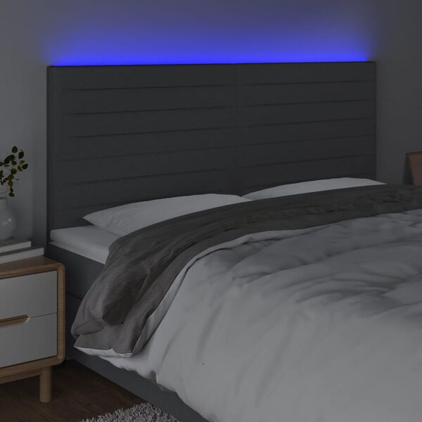 vidaXL S&auml;nggavel LED m&ouml;rkgr&aring; 180x5x118/128 cm tyg