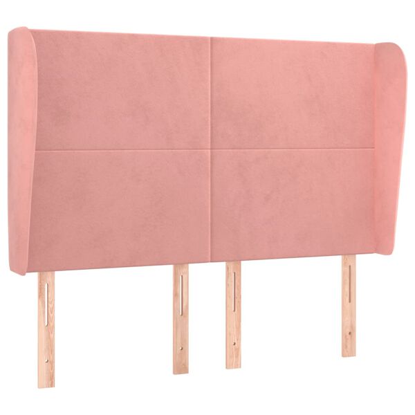 vidaXL S&auml;nggavel med kanter rosa 147x23x118/128 cm sammet