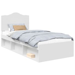 vidaXL S&auml;ngram med huvudgavel Vit 90 x 190 cm Massiv furu