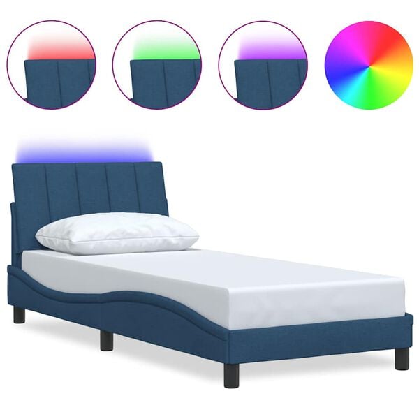 vidaXL Bed Frame without Mattress "Hanko" Blue 90x200cm Fabric