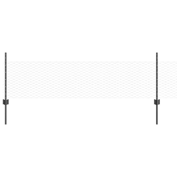 vidaXL St&auml;ngsel med stolpe Gr&aring; 0,5 x 50 m St&aring;l och PVC