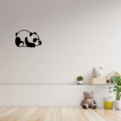Homemania Väggdekoration Panda 50x35 cm svart stål