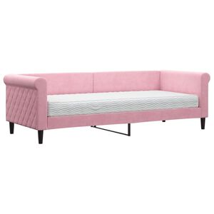 vidaXL Dagb&auml;dd med madrass rosa 80x200 cm sammet
