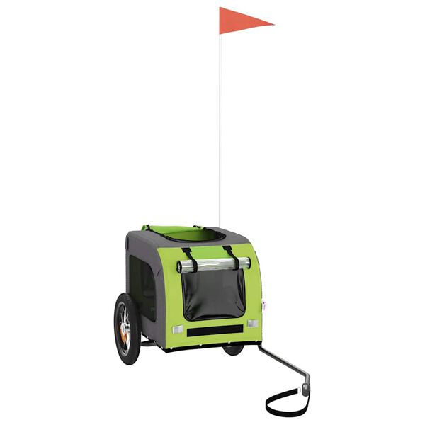 vidaXL Cykelvagn f&ouml;r djur gr&ouml;n och gr&aring; oxfordtyg och j&auml;rn