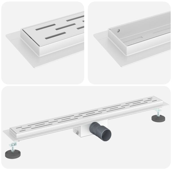 vidaXL Duschavlopp med Linje Design Silver 80 cm Rostfritt St&aring;l 304