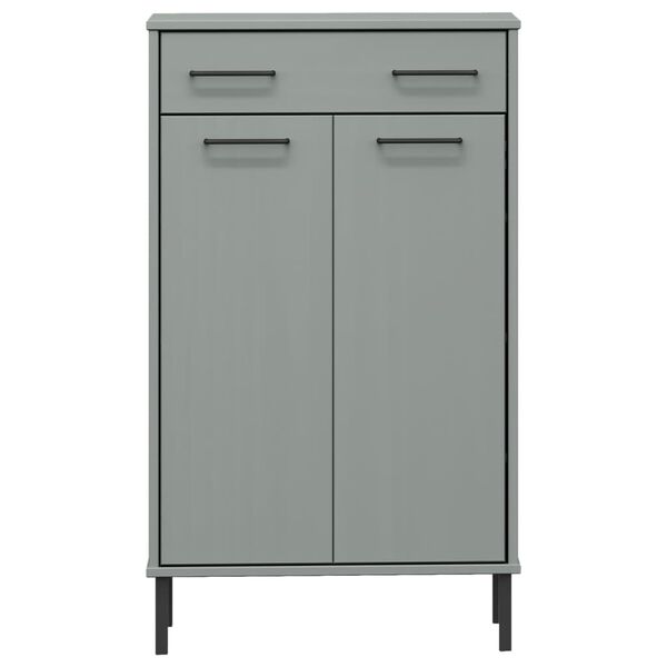 vidaXL Skoskåp med metallben OSLO grå massiv furu