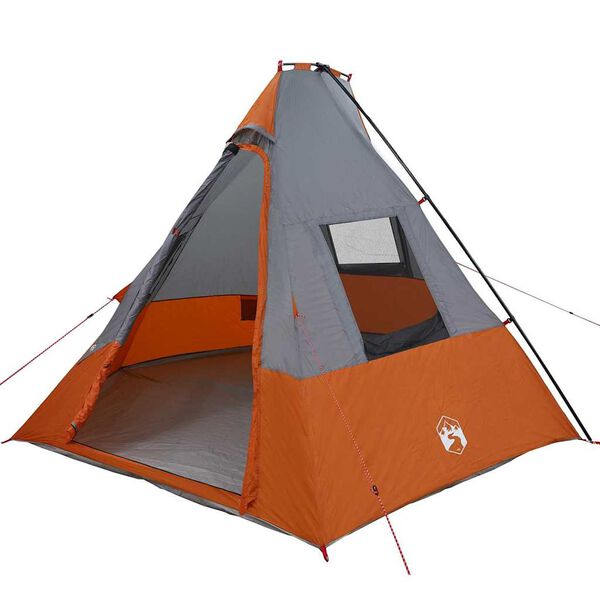 vidaXL Tipi Tält med tak Grå och orange 383 x 338 x 217 cm taffeta
