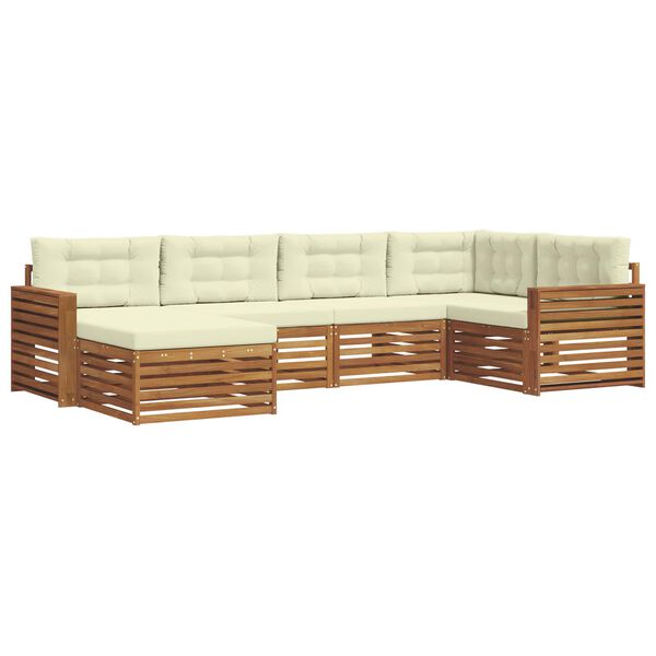 vidaXL Utomhussoffset med kudde 6 pcs Naturlig och Gr&auml;dde