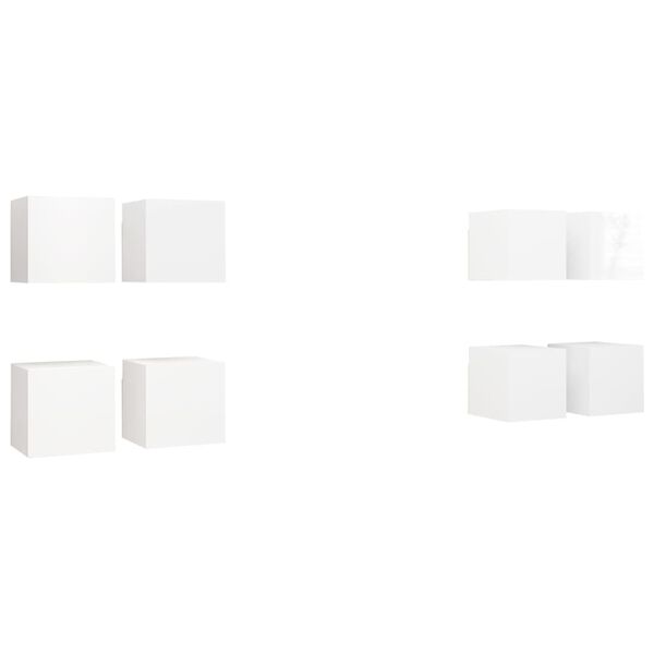 vidaXL Väggmonterade tv-skåp 8 delar vit högglans 30,5x30x30 cm