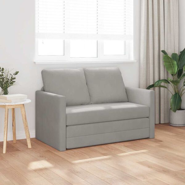 vidaXL Golvb&auml;ddsoffa 2-i-1 Ljusgr&aring; 122x204x55 cm sammet