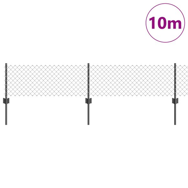 vidaXL St&auml;ngsel med stolpe Gr&aring; 0,4 x 10 m St&aring;l och PVC