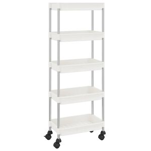 vidaXL Rullvagn 5 v&aring;ningar vit 42x29x128 cm j&auml;rn och ABS