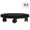 vidaXL Blomvagnar med hjul 3 st diameter 30 cm svart 170 kg