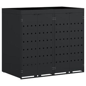 vidaXL F&ouml;rvaring f&ouml;r 2 soptunnor Svart 136 x 77,5 x 121,5 cm