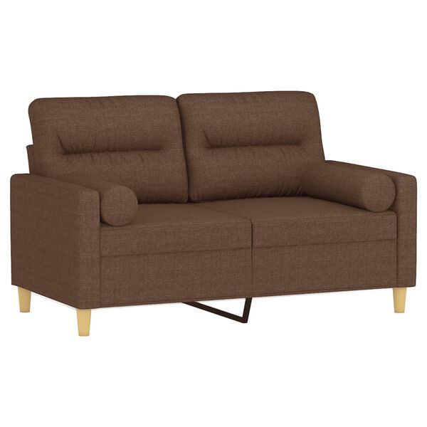 vidaXL 2-sits soffa med prydnadskuddar brun 120 cm tyg