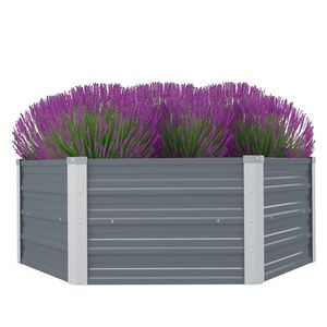 vidaXL Odlingsl&aring;da 129x129x45 cm galvaniserat st&aring;l gr&aring;