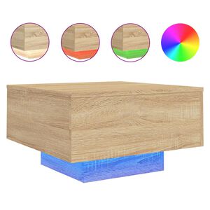 vidaXL Soffbord med LED sonoma-ek 55x55x31 cm