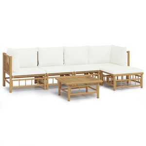 vidaXL Loungegrupp 6 delar gr&auml;ddvita dynor bambu