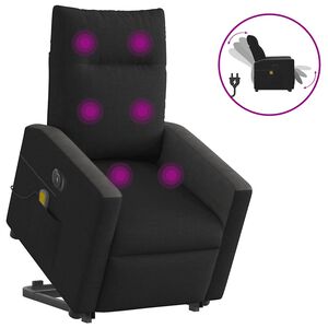 vidaXL Elektrisk massagef&aring;t&ouml;lj med uppresningshj&auml;lp svart tyg