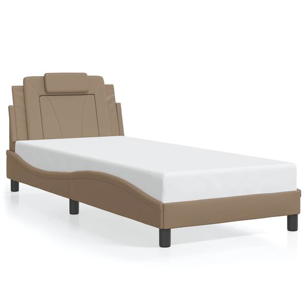 vidaXL Bed Frame "Viana" without Mattress Cappuccino 90x190 cm Faux Leather