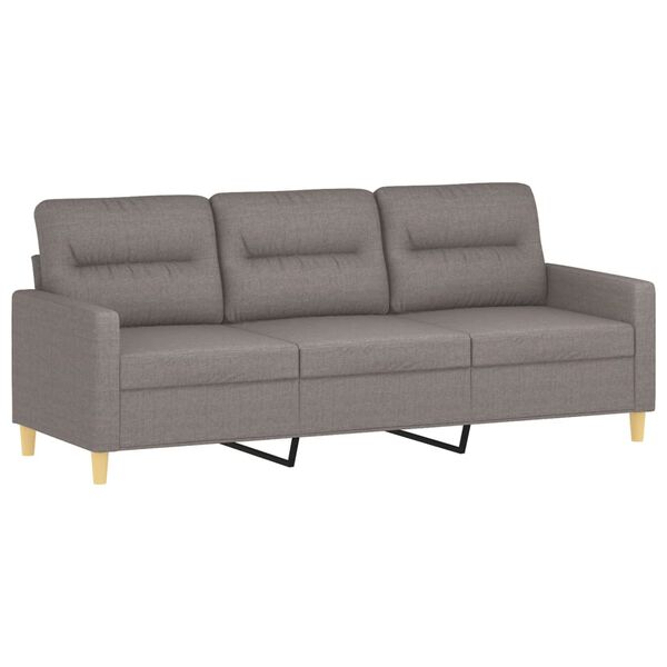 vidaXL 3-sitssoffa med prydnadskuddar taupe 180 cm tyg