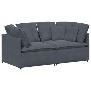 vidaXL Modulsoffa med dynor sammet m&ouml;rkgr&aring;
