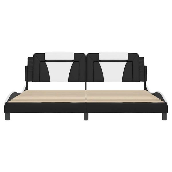 vidaXL Bed Frame "Viana" without Mattress Black and White 200x200 cm Faux Leather