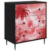 vidaXL Kommode AACHEN Rosa palmtr&auml;dtryck 66 x 36,5 x 76 cm Svart ek