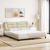 vidaXL Bed Frame with LED without Mattress "Hvar" Cream 180x200 cm Fabric