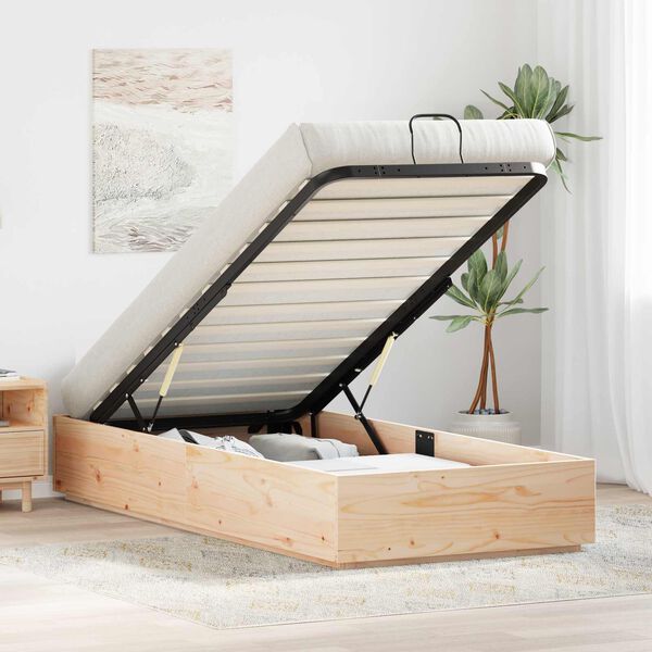 vidaXL Ottoman S&auml;ngram med lagring Naturf&auml;rg 80 x 200 cm Massivt furu