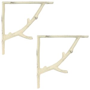 vidaXL Hyllkonsoler 2 st Antik vit 10 x 10 x 3 cm St&aring;l