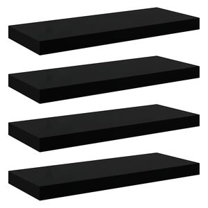 vidaXL Sv&auml;vande v&auml;gghyllor 4 st svart h&ouml;gglans 60x23,5x3,8 cm MDF