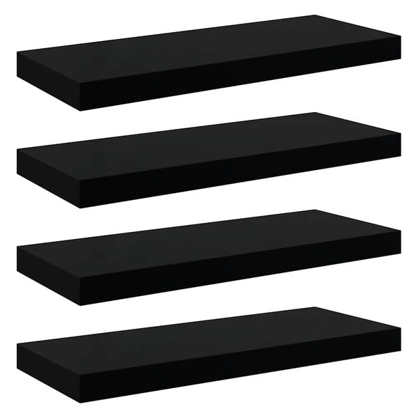 vidaXL Sv&auml;vande v&auml;gghyllor 4 st svart h&ouml;gglans 60x23,5x3,8 cm MDF