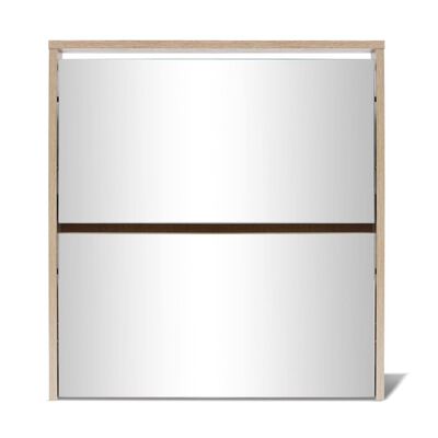 vidaXL Skoskåp med 2 lådor och spegel 63x17x67 cm ek