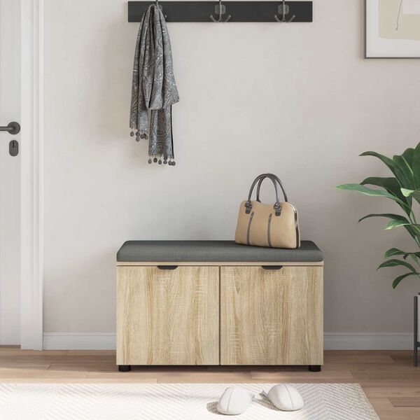 vidaXL Hallb&auml;nk med kudde med lagring Sonoma-ek 80 x 46 x 46 cm