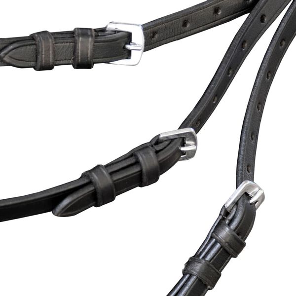 Aachengrimma med bett och tyglar svart l&auml;der cob