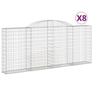 vidaXL Gabioner b&aring;gformade 8 st 300x30x120/140 cm galvaniserat j&auml;rn