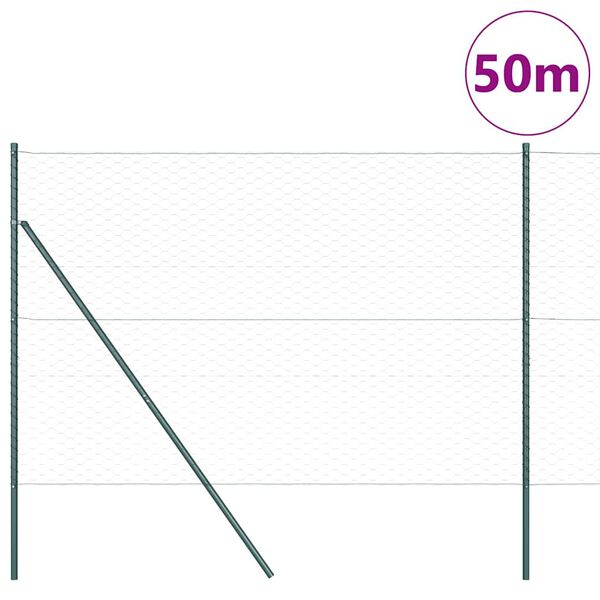 vidaXL St&auml;ngselstolpe Gr&aring; 50 x 1,6 m (50 mm mesh) St&aring;l och PVC