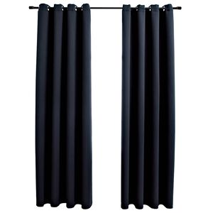 vidaXL M&ouml;rkl&auml;ggningsgardiner med metallringar 2 st svart 140x175 cm