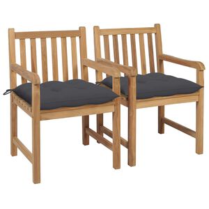 vidaXL Tr&auml;dg&aring;rdsstolar 2 st med antracita dynor massiv teak