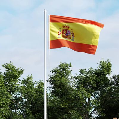vidaXL Spaniens flagga och flaggstång i aluminium 6,2 m
