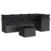 vidaXL Loungegrupp med dynor 6 delar svart konstrotting