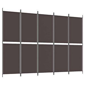 vidaXL Rumsavdelare 5 paneler brun 250x180 cm tyg